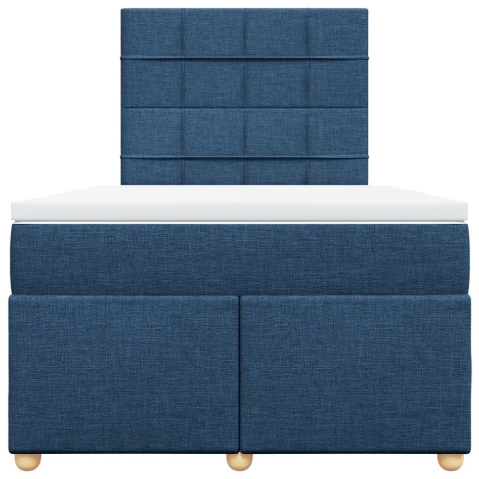 Cama box spring con colchón tela azul 120x190
