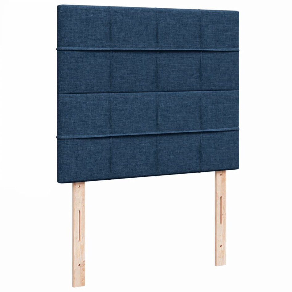 Cama box spring con colchón tela azul 120x190