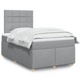Cama box spring con colchón tela gris claro 120x200