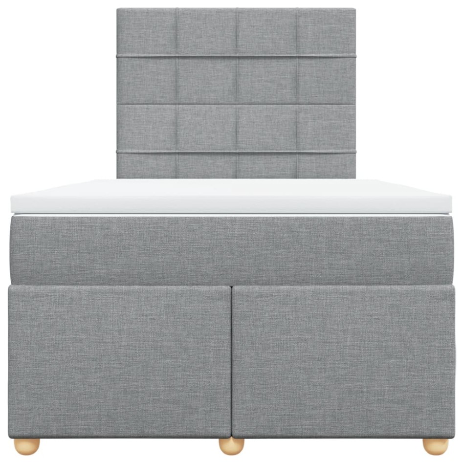Cama box spring con colchón tela gris claro 120x200