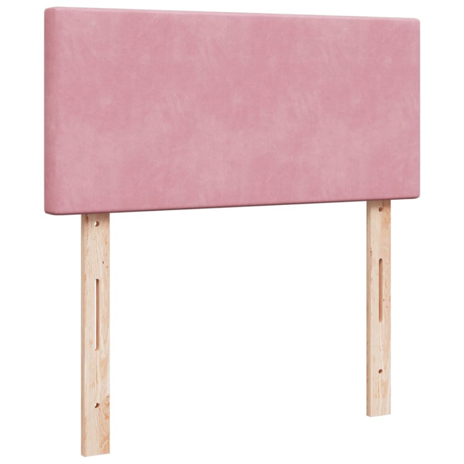 Cama box spring con colchón terciopelo rosa 90x200