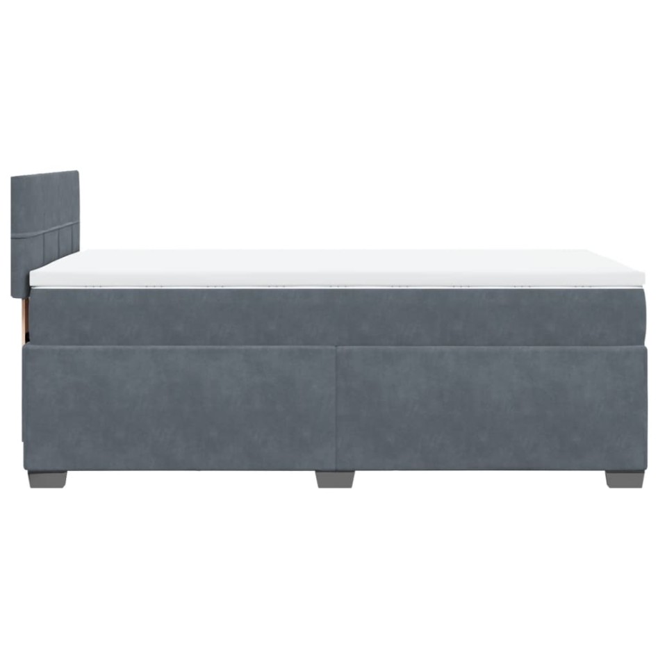 Cama box spring con colchón terciopelo gris oscuro 100x200