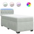 Cama box spring con colchón terciopelo gris claro 100x200