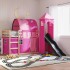 Litera con tobogán y cortinas rosa 90x200