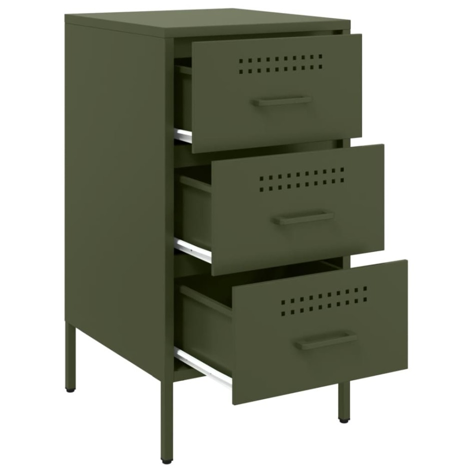 Mesitas de noche 2 unidades acero verde oliva 36x39x68