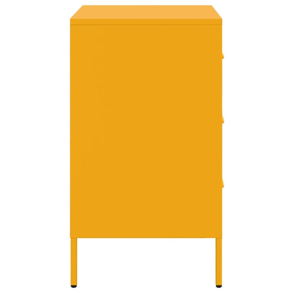 Mesitas de noche 2 unidades acero amarillo mostaza 36x39x68