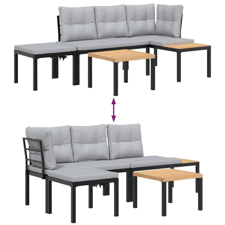 Bancos de jardín cojines 4 pzas acero recubrimiento polvo