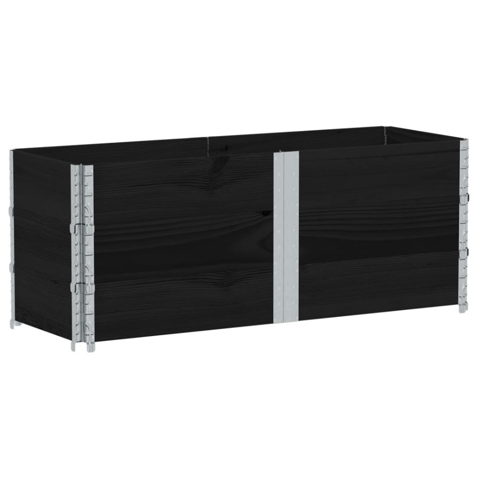 Collares de palets 3 uds madera maciza de pino negro 150x50