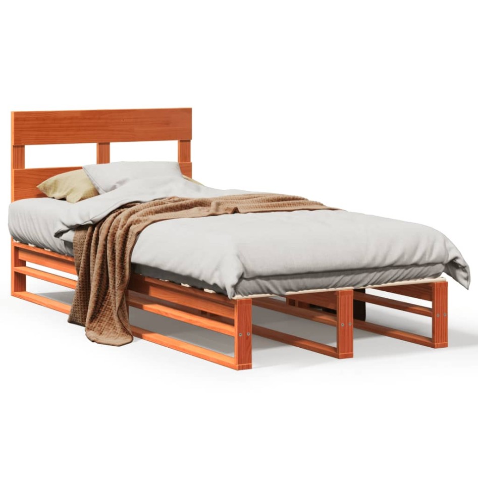 Estructura de cama sin colchón madera de pino marrón 90x200