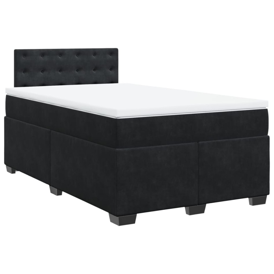 Cama box spring con colchón terciopelo negro 120x200