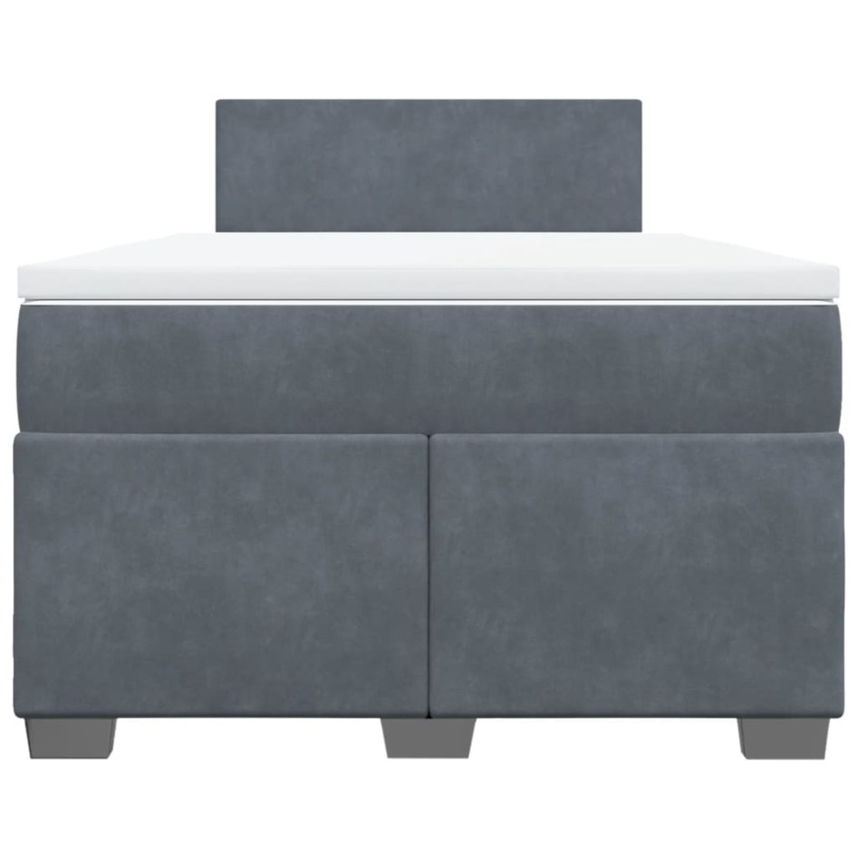 Cama box spring con colchón terciopelo gris oscuro 120x200