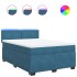 Cama box spring con colchón terciopelo azul 140x190