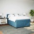 Cama box spring con colchón terciopelo azul 140x190