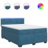 Cama box spring con colchón terciopelo azul 140x190
