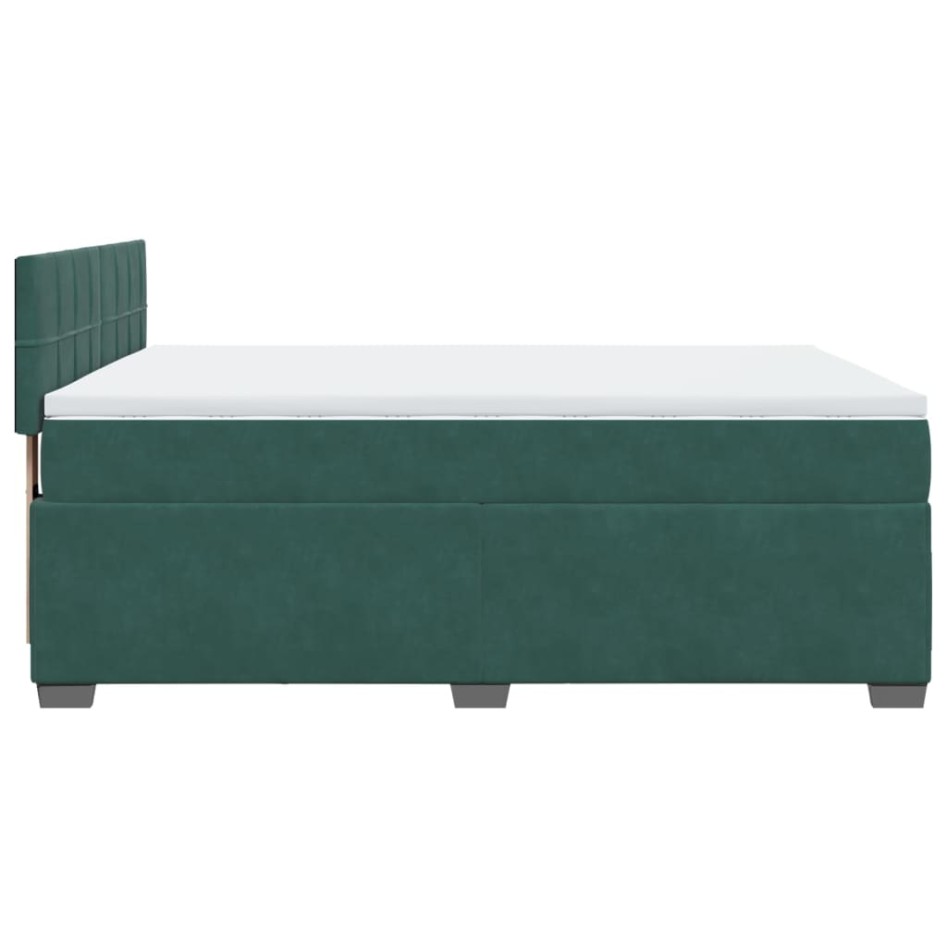 Cama box spring con colchón terciopelo verde oscuro 140x200