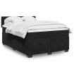 Cama box spring con colchón terciopelo negro 140x200 cm