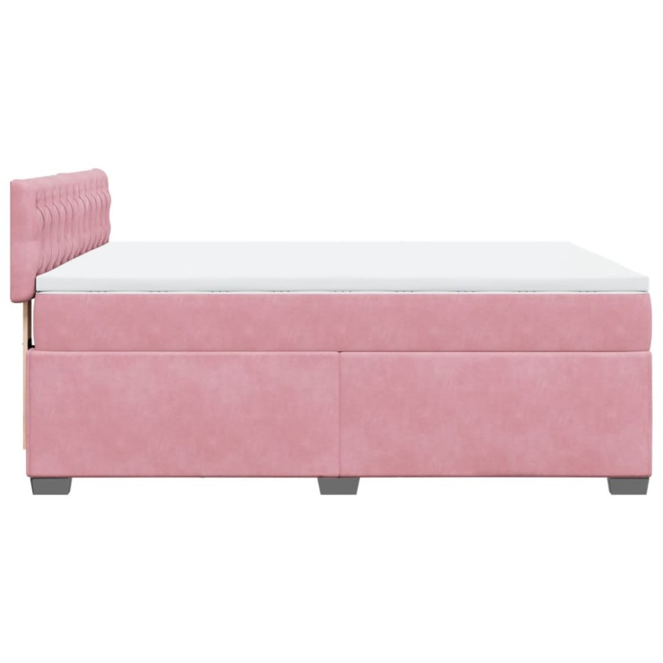 Cama box spring con colchón terciopelo rosa 160x200