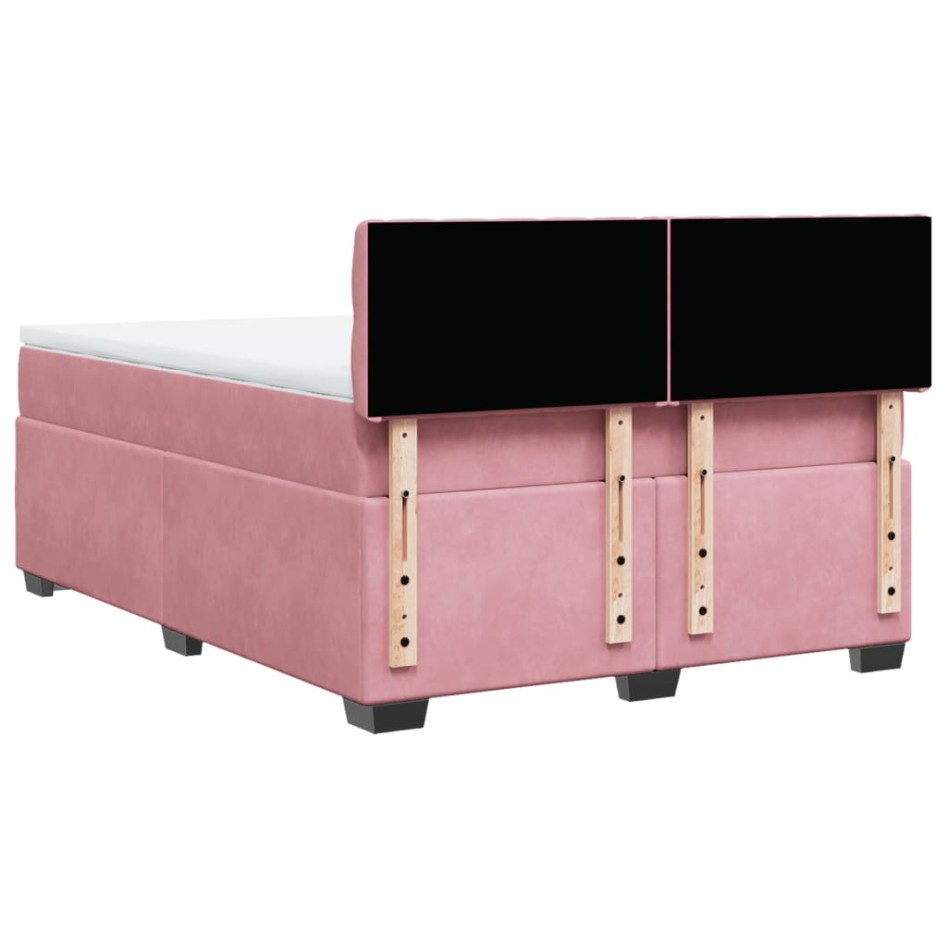 Cama box spring con colchón terciopelo rosa 160x200
