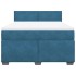 Cama box spring con colchón terciopelo azul 160x200