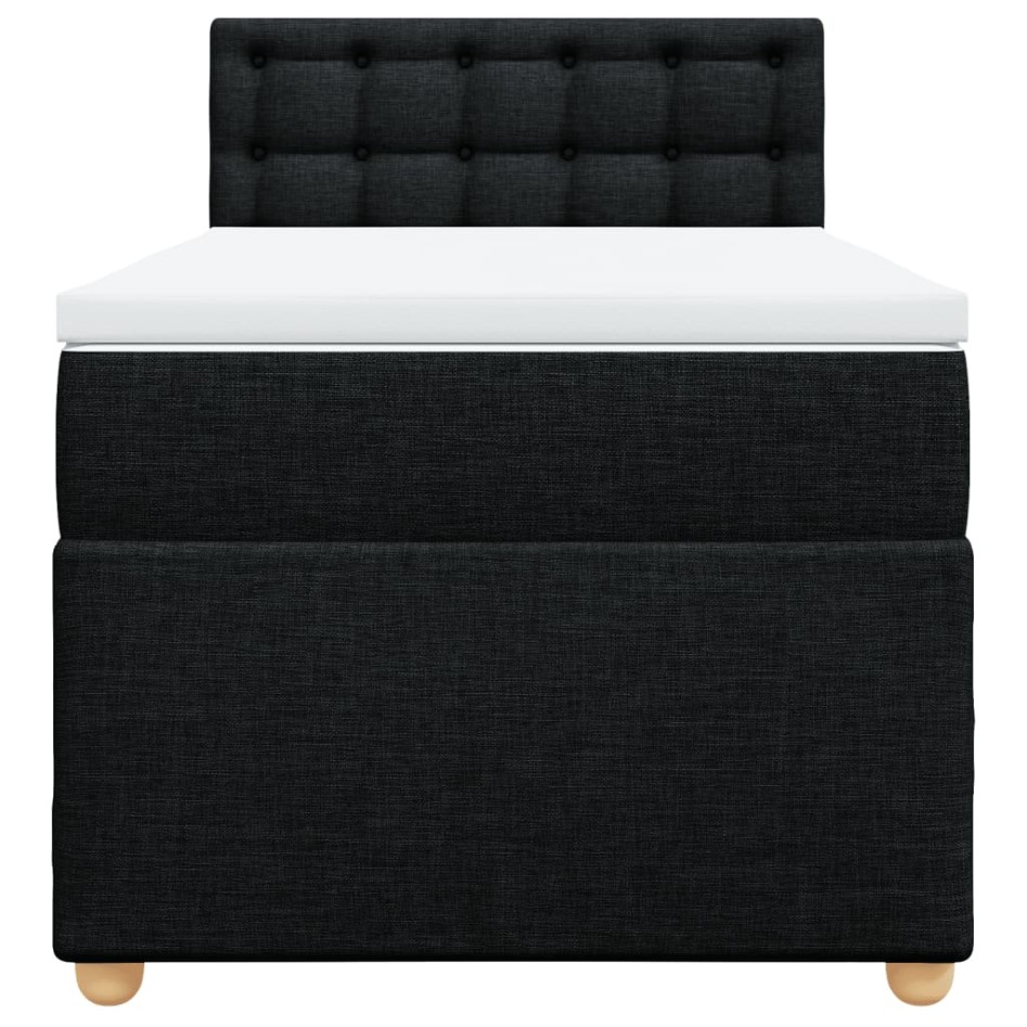 Cama box spring con colchón tela negro 90x190