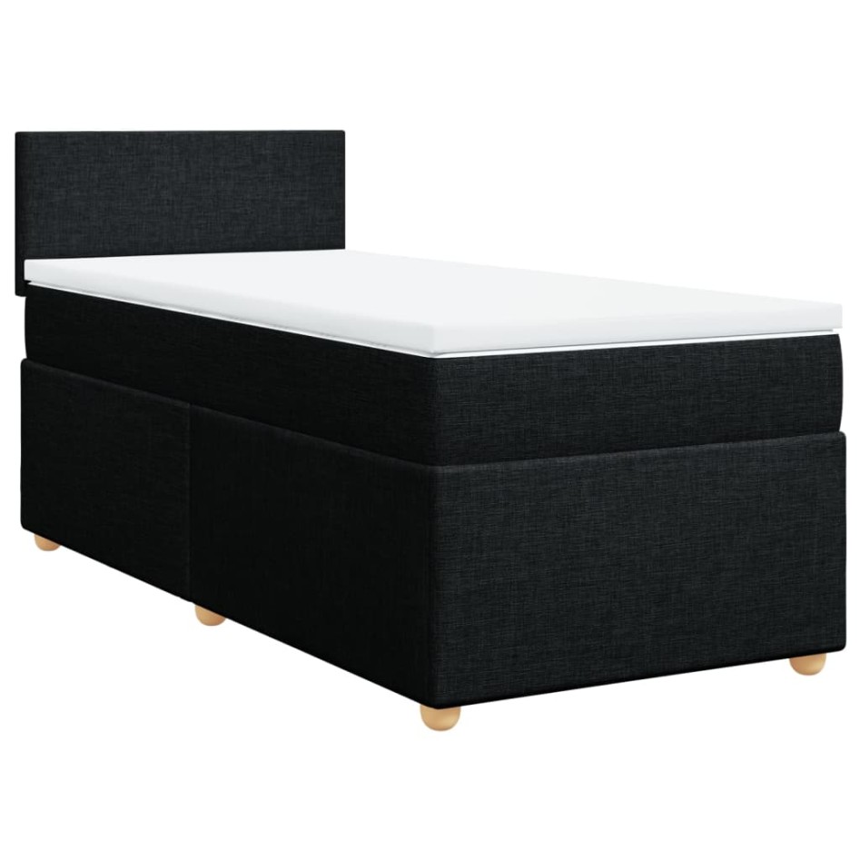 Cama box spring con colchón tela negro 90x200