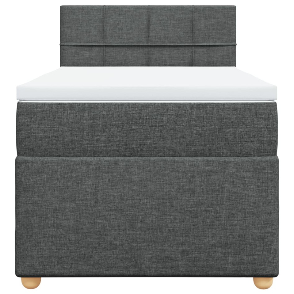 Cama box spring con colchón tela gris oscuro 90x200