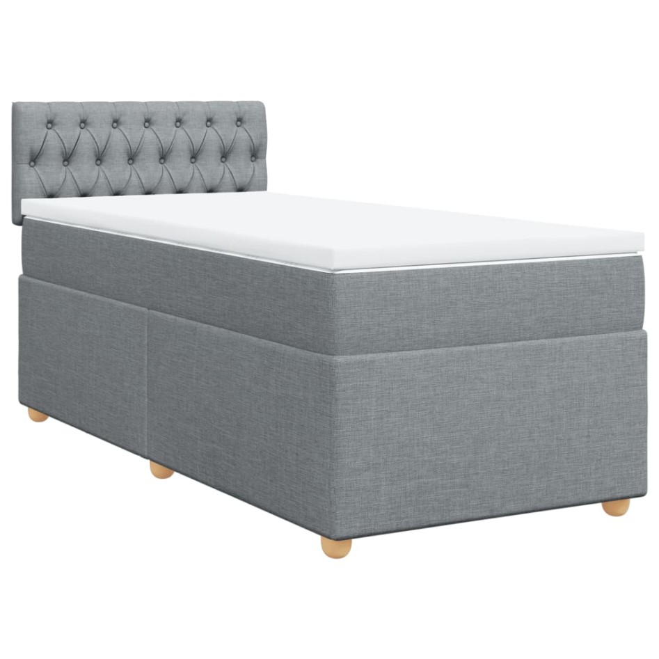 Cama box spring con colchón tela gris claro 90x200
