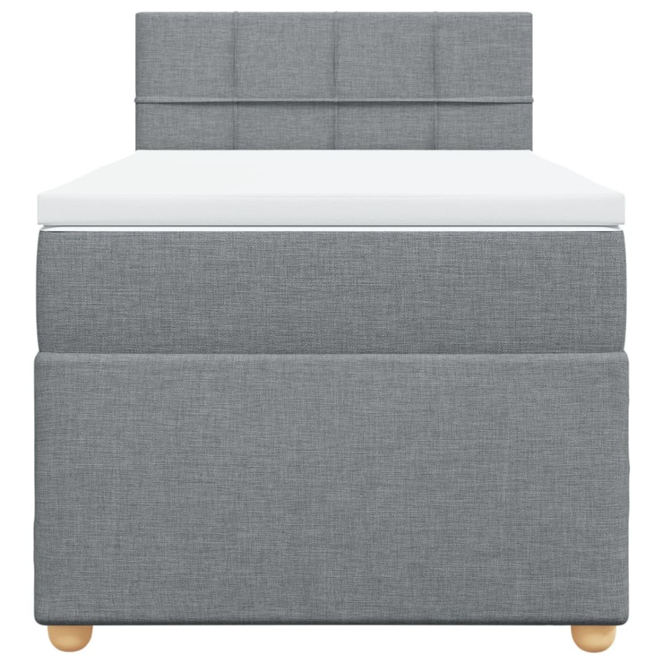 Cama box spring con colchón tela gris claro 100x200