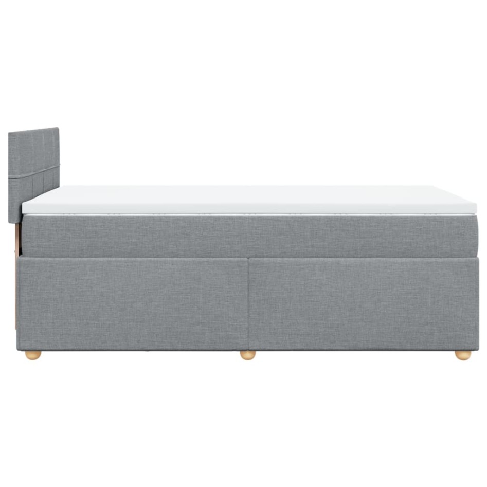 Cama box spring con colchón tela gris claro 100x200