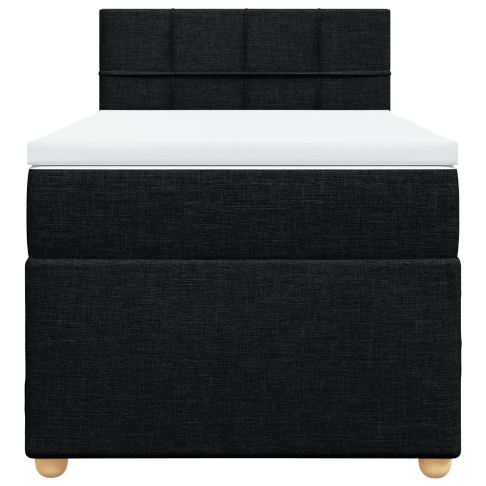 Cama box spring con colchón tela negro 100x200