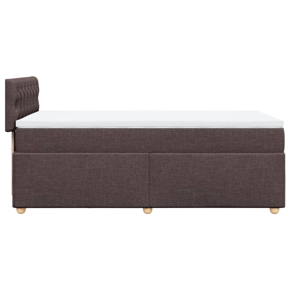 Cama box spring con colchón tela marrón oscuro 100x200