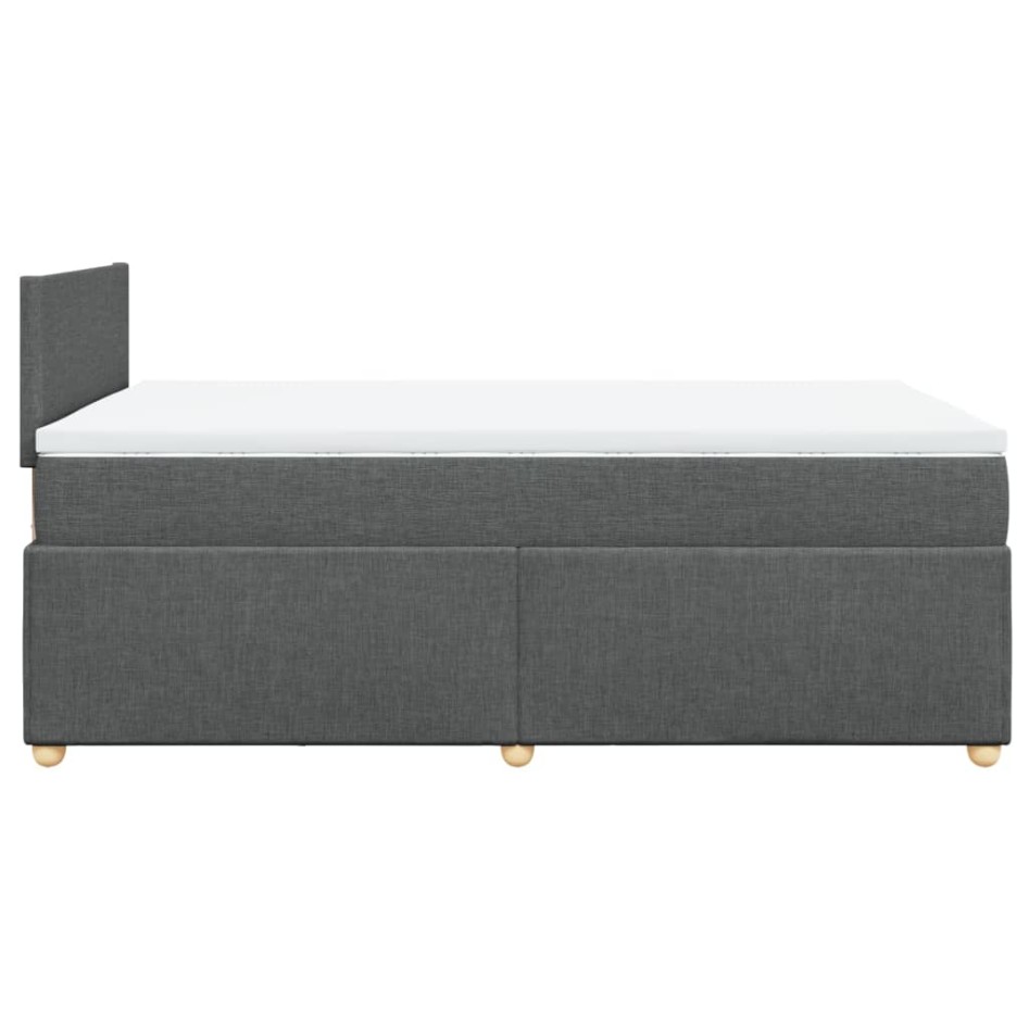 Cama box spring con colchón tela gris oscuro 120x200