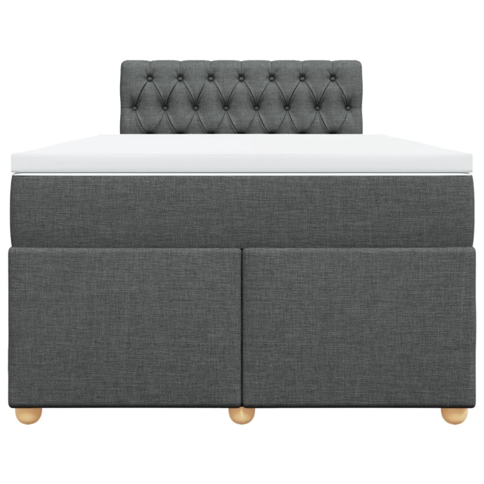 Cama box spring con colchón tela gris oscuro 120x200