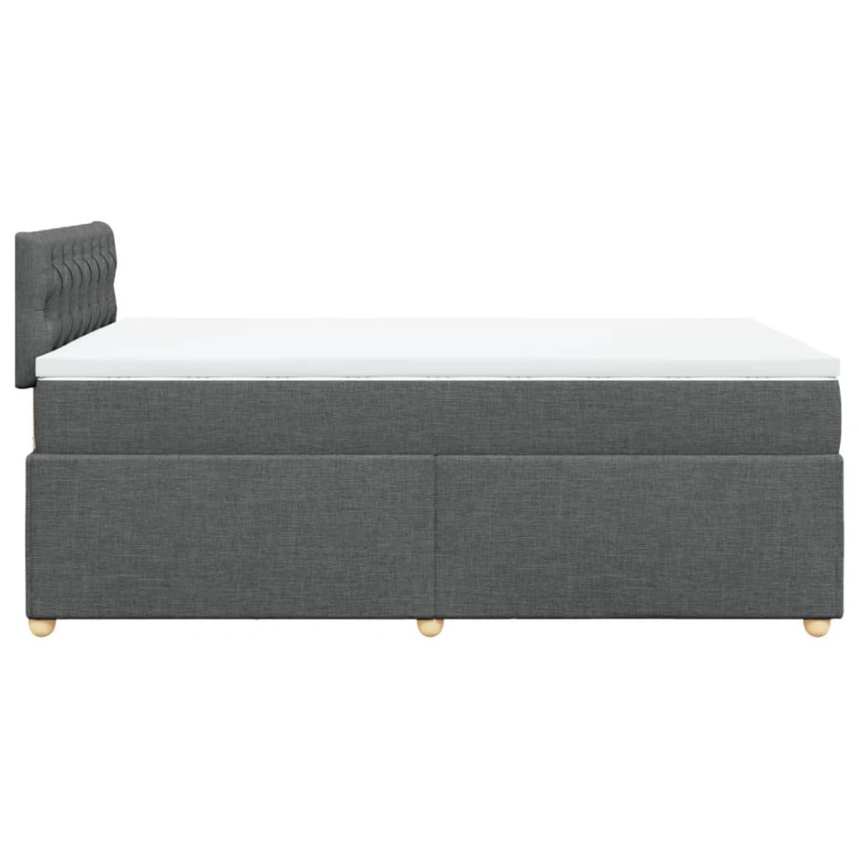 Cama box spring con colchón tela gris oscuro 120x200