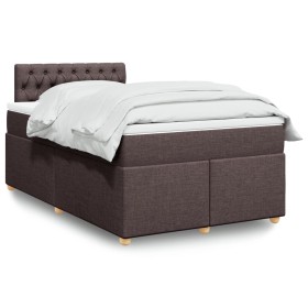 Cama box spring con colchón tela marrón oscuro 120x200