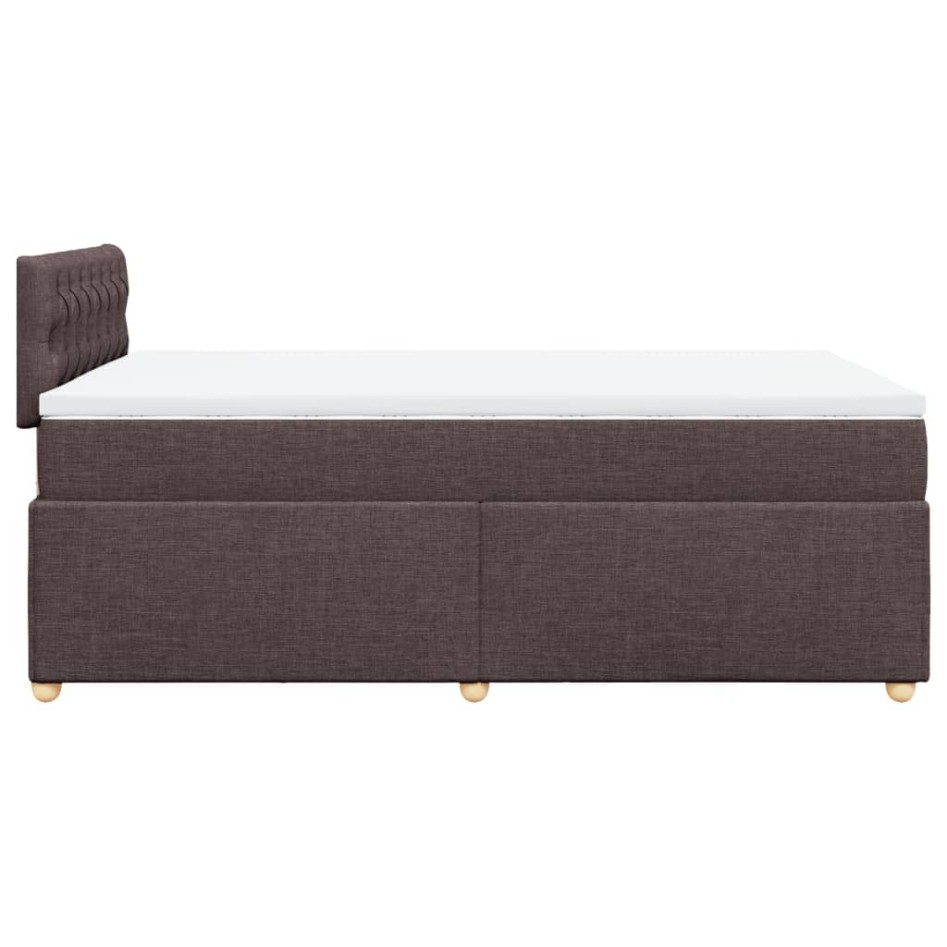 Cama box spring con colchón tela marrón oscuro 120x200