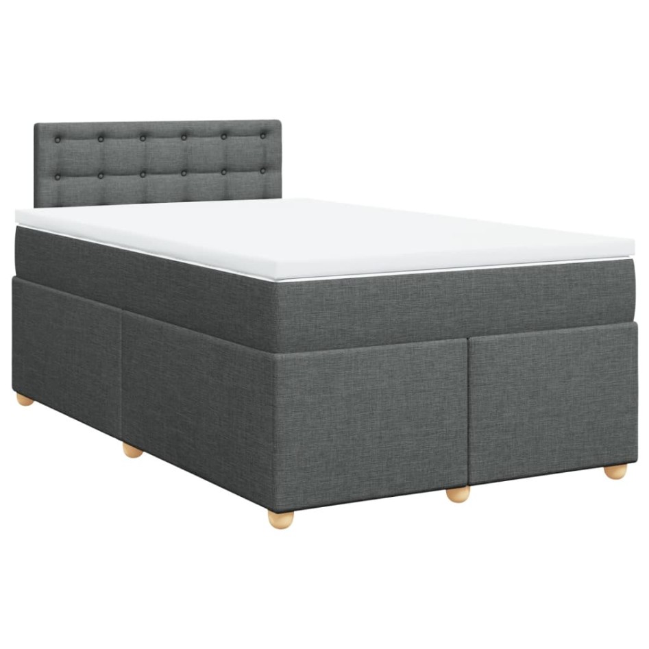 Cama box spring con colchón tela gris oscuro 120x200