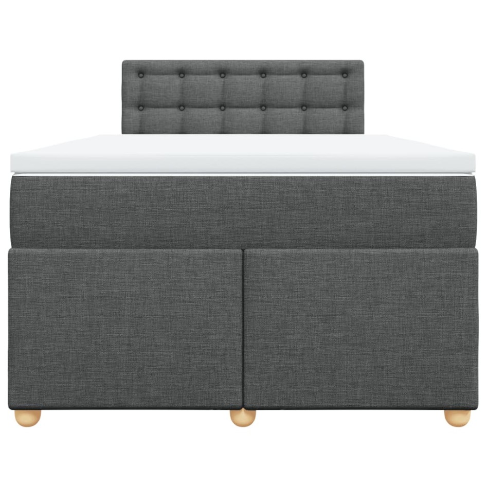 Cama box spring con colchón tela gris oscuro 120x200