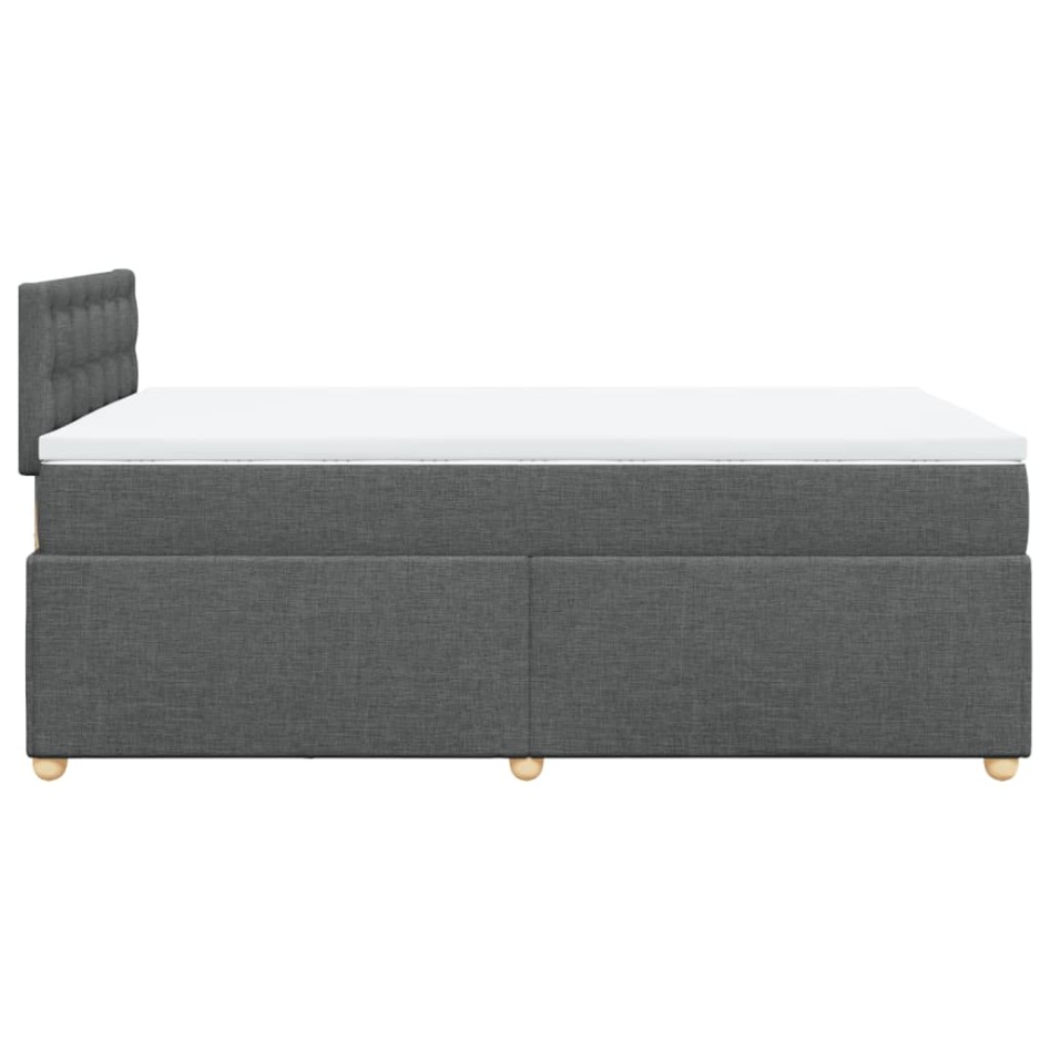 Cama box spring con colchón tela gris oscuro 120x200