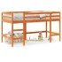 Cama alta de niños con escalera madera maciza marrón 90x200