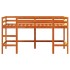 Cama alta de niños con escalera madera maciza marrón 90x200