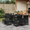 Set de comedor de jardín 9 pzas y cojines ratán sintético negro