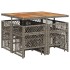 Set comedor jardín 9 pzas y cojines ratán sintético