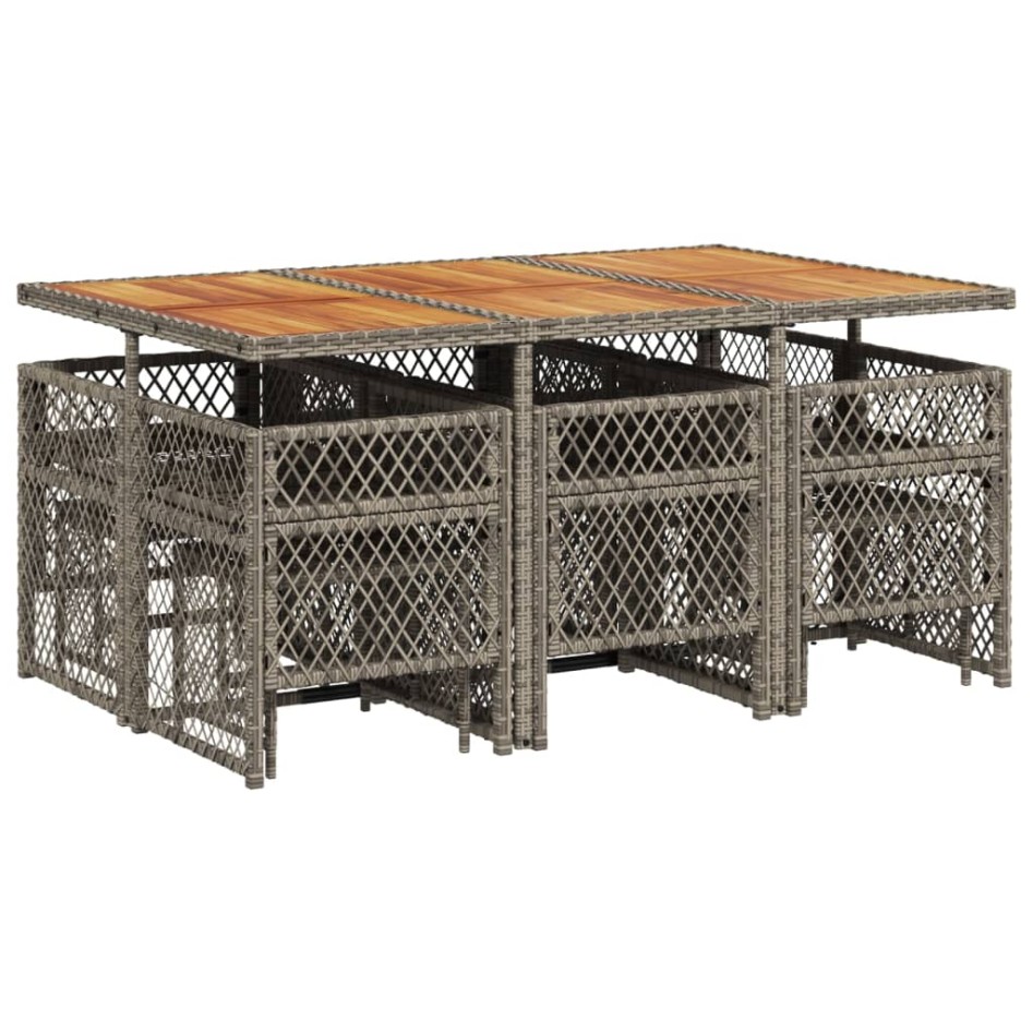 Set de comedor de jardín 11 pzas y cojines ratán sintético