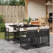 Set de muebles jardín 5 pzas con cojines ratán sintético negro