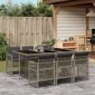 Set comedor jardín 7 pzas y cojines ratán sintético gris