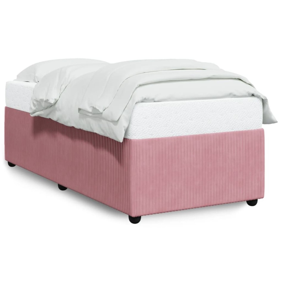 Estructura de cama sin colchón terciopelo rosa 80x200