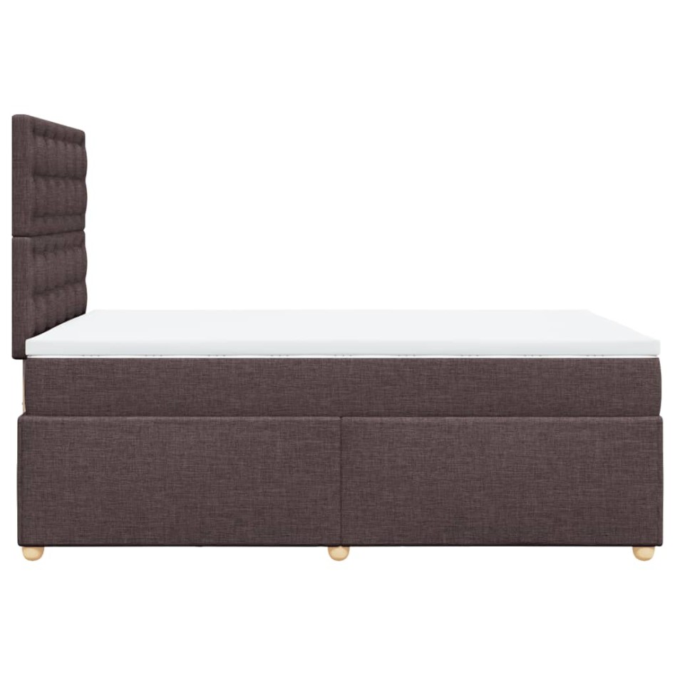 Cama box spring con colchón tela marrón oscuro 120x200