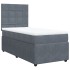 Cama box spring con colchón terciopelo gris oscuro 80x200