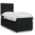 Cama box spring con colchón terciopelo negro 80x200